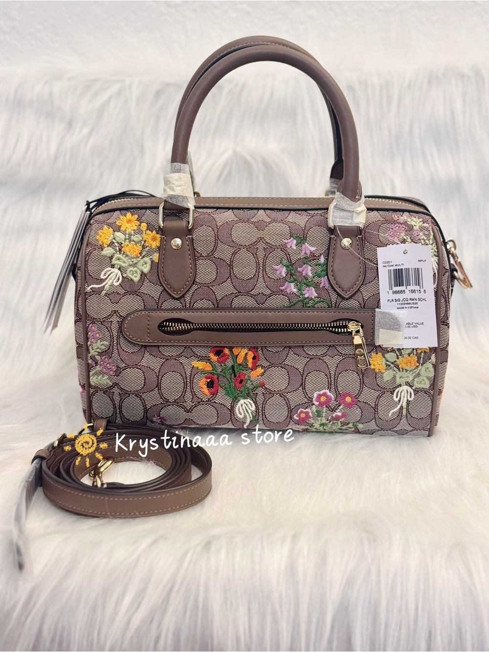 NWT Coach CDZ01 Rowan Satchel Bag In Signature Jacquard With Floral Embroidery - Picture 4 of 13
